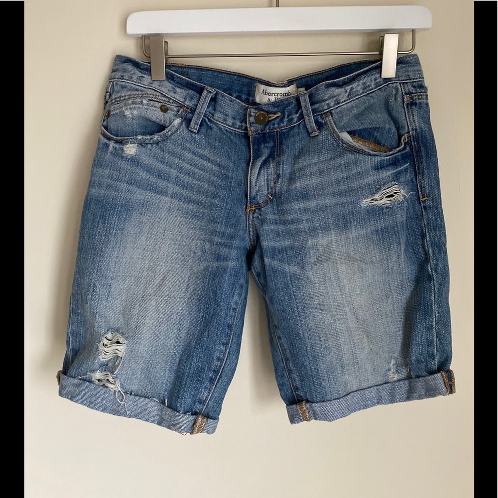 Abercrombie & Fitch Light Blue Distressed Denim Jean Shorts